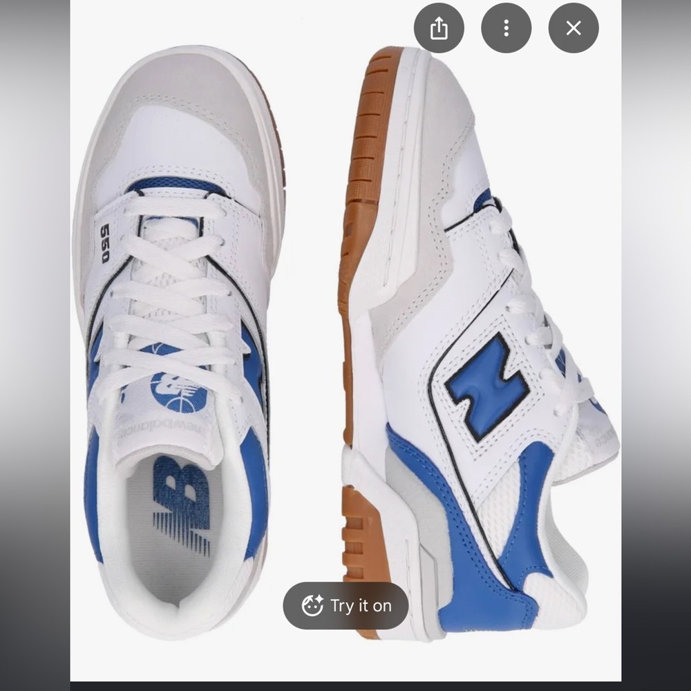 New Balance Kids White and Blue Sneakers